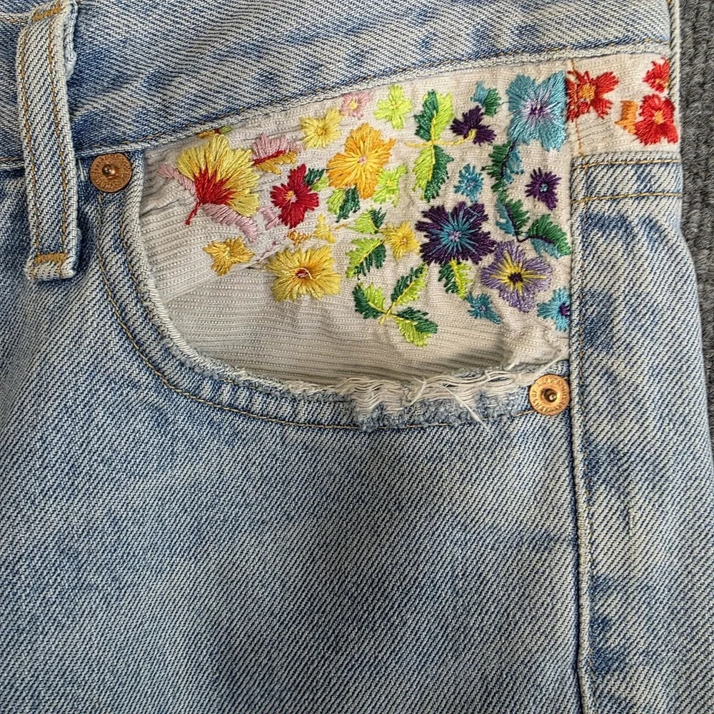 Citizens Of Humanity Jeans 27 Premium Vintage Button Fly Gia Rainbow Embroidered